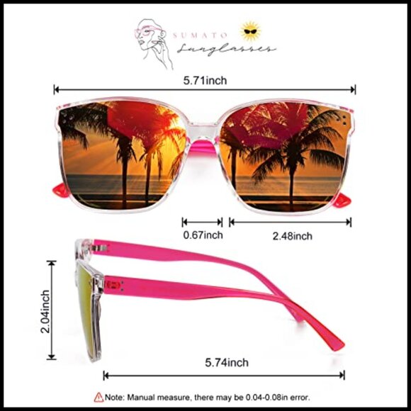 Oversized Pink Purple Mirrored Lens Sunglasses with UV400 Protection main image 4